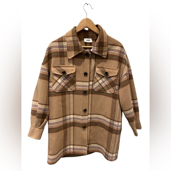 LNA Women's Beige Tan Plaid Boyfriend
Shacket Size Small Rugged Outdoors - Picture 9 of 16